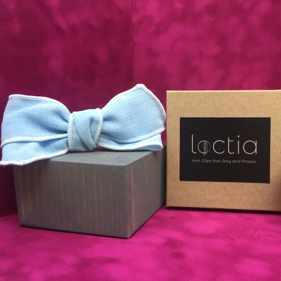 Loctia Lined Blue Linen Bow - Picture 4 of 7